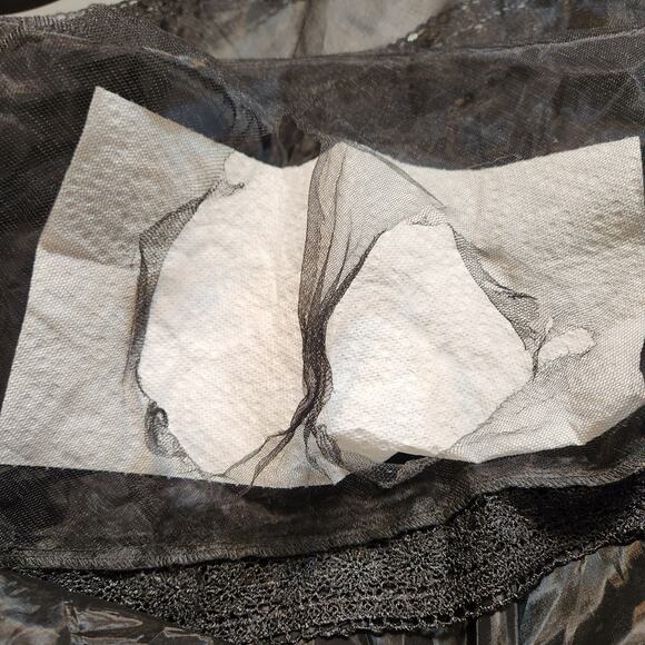 UNKNOWN Black High Low Mesh Lace Sheer 3 Layer Formal Semi Formal Womens 4 FLAW - Picture 7 of 12